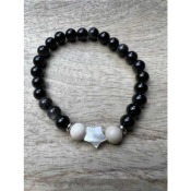 Bracelet en pierres naturelles obsidienne argentée