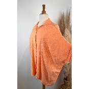 Chemise manches courtes gaze de coton unie grande taille 52/56