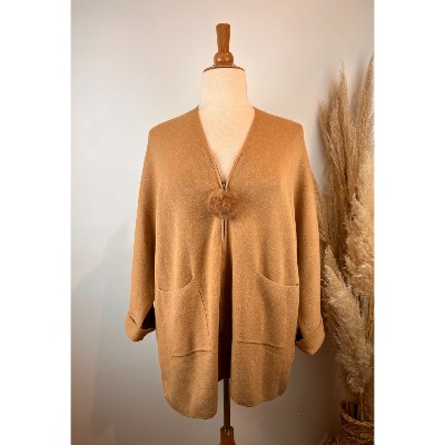 Gilet zippé avec pompon grande taille