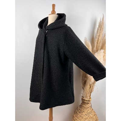 Manteau à capuche noir laine bouillie jusqu'au 54/56 grande taille  