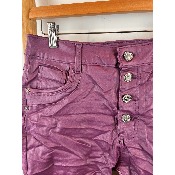 Pantalon jean en similicuir violet froissé karostar 36 au 44