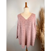 Pull col V uni grande taille