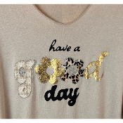 Pull laine "Have a good day" grande taille
