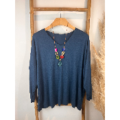 Pull léger uni + collier grande taille