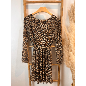Robe courte léopard en voile doublé