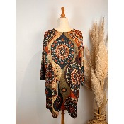 Robe imprimé naïf mandalas + écharpe grande taille