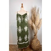 Robe longue bretelles imprimé graphique grande taille