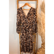 Robe longue léopard en voile doublé
