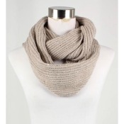 Snood tour de cou taupe sequins transparents