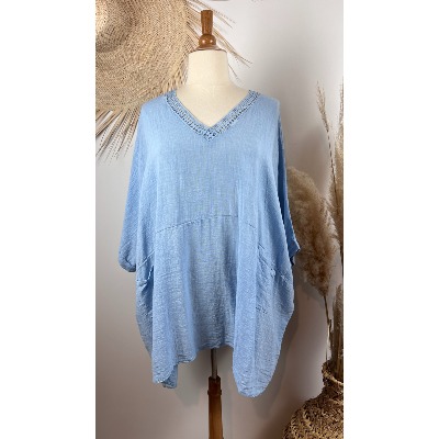 Tunique légère bohème col V crochet  oversize 58 60 62 
