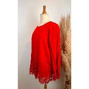 Tunique plissée bas dentelle grande taille 