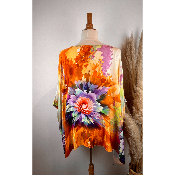 Tunique oversize imprimée pivoines soie & viscose grande taille