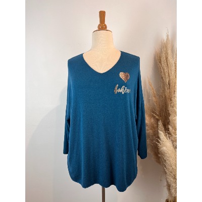 Pull coeur bohème grande taille