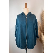 Veste sweat capuche dos tête de mort strass