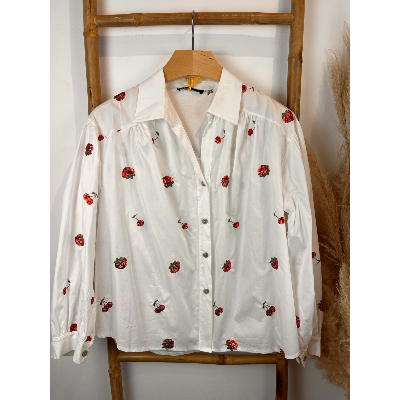 Chemise coton fraises cerises en sequins