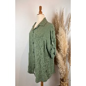 Chemise manches courtes gaze de coton unie grande taille 44 /50