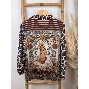 Chemise rayée imprimé dos léopard 