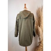 Imperméable à capuche mi-long grande taille