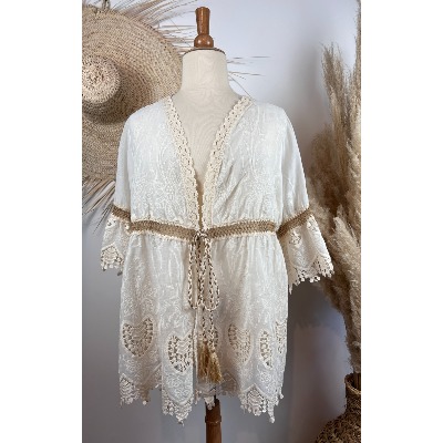 Kimono Noir Dentelle Fleur – Taille XS/6, Manches Longues, Neuf Sans étiquettes, Marque Missguided, Style Classique