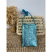 Pochette téléphone en cuir métallisé