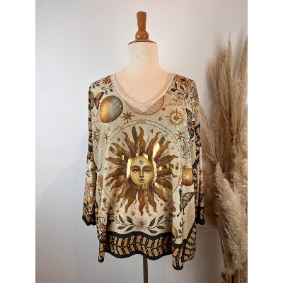 Pull lurex manches longues soleil Grande Taille