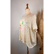 Pull manches courtes ICONIC rayé grande taille