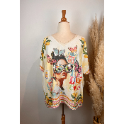 Pull manches courtes inspiration Frida grande taille