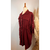Robe chemise viscose bordeaux grande taille