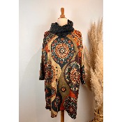 Robe imprim naf mandalas + charpe grande taille