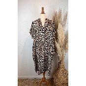 Robe viscose imprimée grande taille léopard