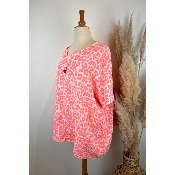 Tunique en gaze de coton fluo léopard grande taille