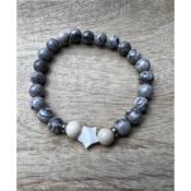 Bracelet en pierres naturelles de jaspe paysage gris