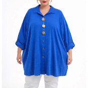 Chemise surchemise unie en sweat léger coton broches amovibles grande taille 