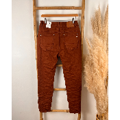 Pantalon jean rouille froissé boutons Karostar du 38 au 48