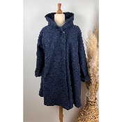 Manteau chiné laine capuche grande taille