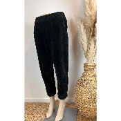 Pantalon détente en velours noir grande taille