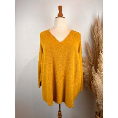 Pull col V uni grande taille