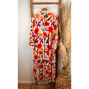 Robe longue imprimée coquelicots