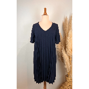 Robe plissée manches courtes grande taille