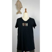 T-shirt poissons effiloché - noir - 46 48