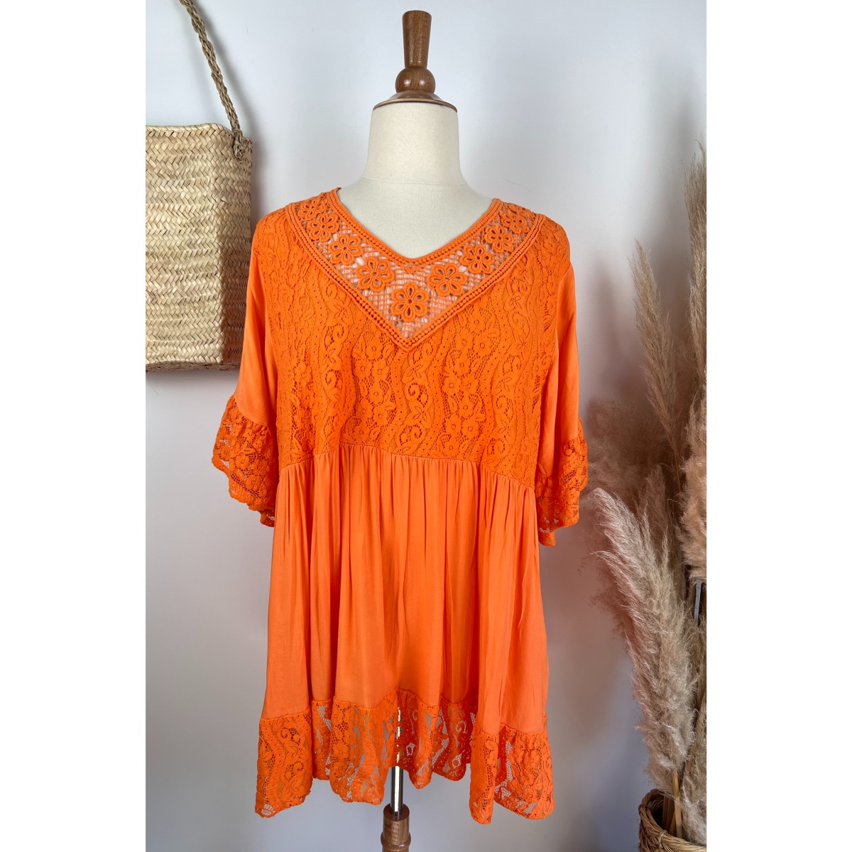 Tunique Boh?�me Dentelle Et Crochet Grande Taille