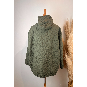 Veste capuche coton imprimé floral matelassé grande taille