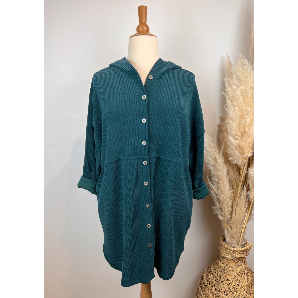 Veste D?�tente Mi-longue Velours Uni Grande Taille Femme