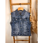 Veste en jean sans manches grande taille 44 46 48