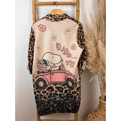 Veste mailles léopard Snoopy suédine jusqu'au 46