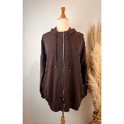 Veste sweat coton unie capuche grande taille