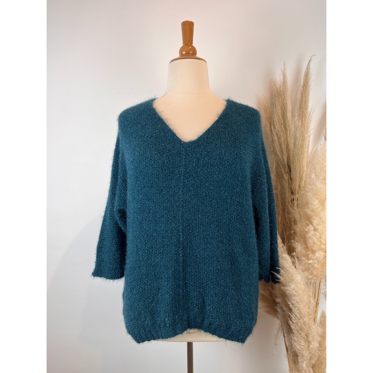 Pull uni maille mousseuse grande taille 