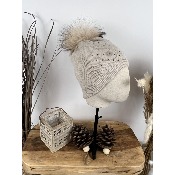 Bonnet strass pompon en marmotte 
