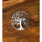 Broche arbre de vie cerclé acier inoxydable