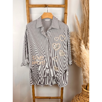 Chemise coton rayée love amore 